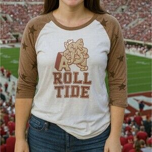 Roll Tide Stars M Off White Tan Deep Red Cotton Modal Normcore Collegiate NCAA
